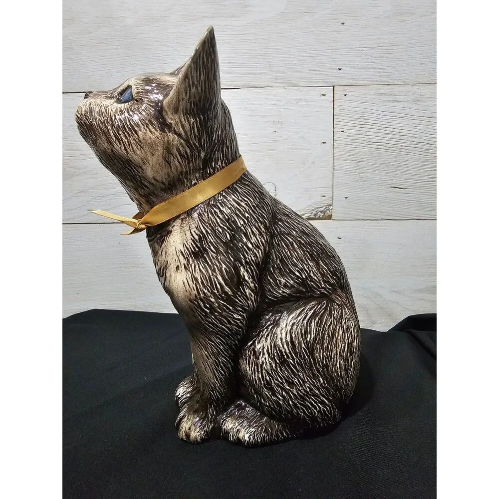 Rare Vintage 1987 9.5 inch cat brown w blue eyes